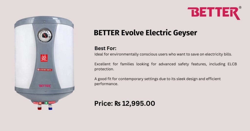  Best Electric geyser in Nepal (New Updated)  - Top 7 Picks: TheBetterAppliances: BetterHomeAppliances.com:4. BETTER Evolve Electric Geyser 